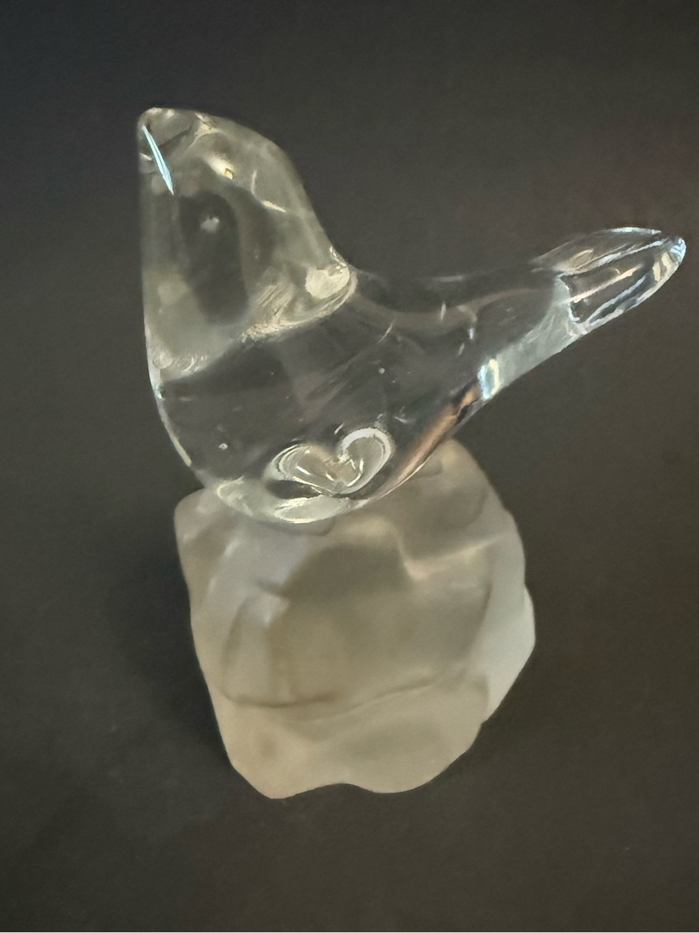 Clear Art Glass Figurine on Frosted Base